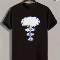 Mushroom Cloud Print Men's Graphic T shirt for Summer
