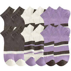 6 Pairs Striped Low Cut Socks Women's Stockings & Hosiery