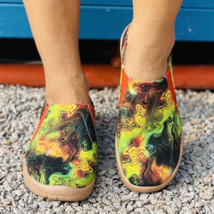 Women's Art Print Canvas Shoes Comfy Slip On Low Top Flat Shoes