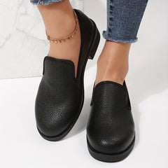 Lychee Pattern Loafers Chunky Heel Shoes Faux Leather