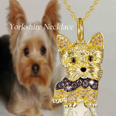 Yorkshire Sparkling Rhinestone Pet Pendant Necklace - Great Gift