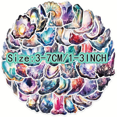 50pcs Quartz And Crystal Series Graffiti Stickers DIY Handbook Sticker Pack