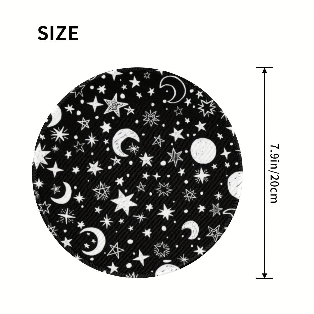 4mm Thick Star Moon Pattern Mouse Pad Round Mouse Pad With Seam Wrap Edge