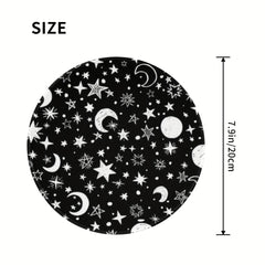 4mm Thick Star Moon Pattern Mouse Pad Round Mouse Pad With Seam Wrap Edge