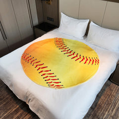Yellow Baseball Printed Blanket - Soft & Warm Flannel Material