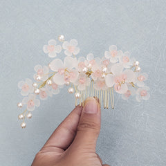 Flower & Faux Pearl Hair Comb Bridal Wedding Headwear