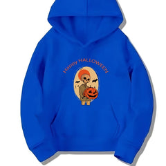 Skeleton Pumpkin Halloween Pattern Hoodie Sweatshirt for Girls