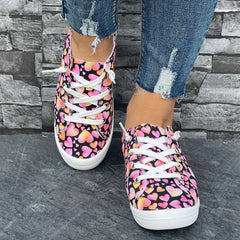Love Heart Pattern Flat Shoes Slip On Casual Lightweight Soft Comfortable Walkin
