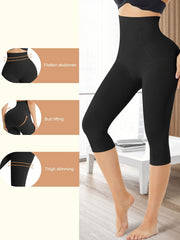 Solid Shaping Crop Pants High Waist Tummy Control Yoga Crop Pants