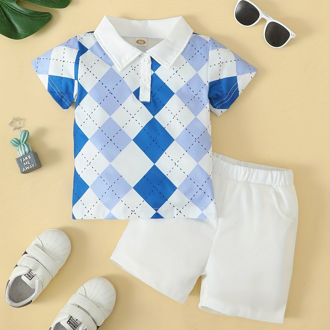 Plaid Polo Shirt & Shorts Set Boy Summer Clothes Kids Clothing