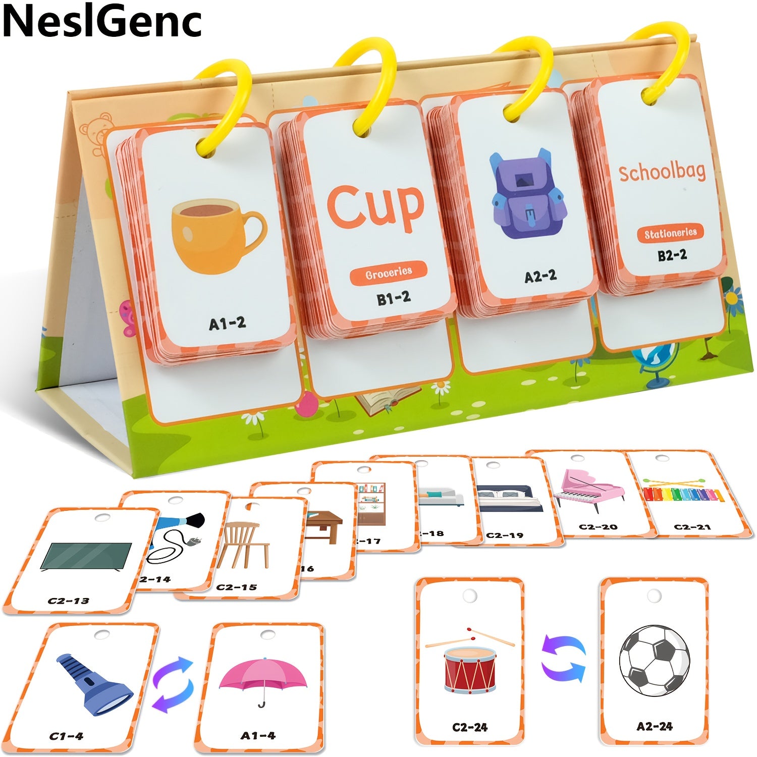 NeslGenc Daily Objects Vocabulary Flashcards for 3-6 Year Olds