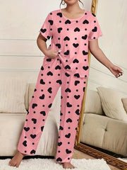 Lounge Set Women's Heart & Polka Dot Pajama Two Piece Set