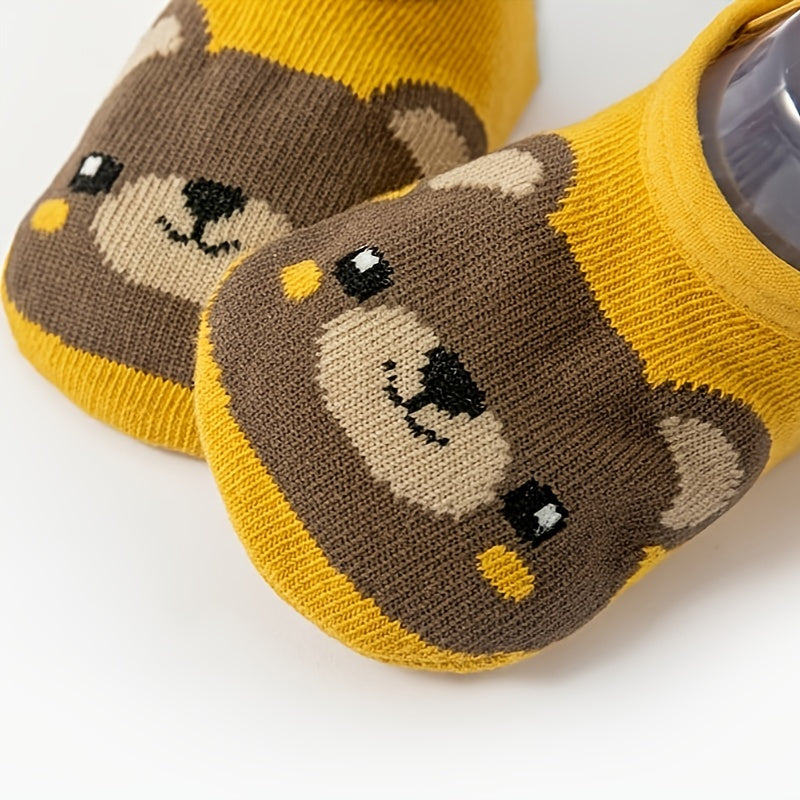 3 Pairs Baby Girls Cartoon Animal Floor Socks Anti-skid Breathable Comfy Socks