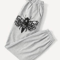 Butterfly Skull Graphic Sweatpants Halloween Athleisure
