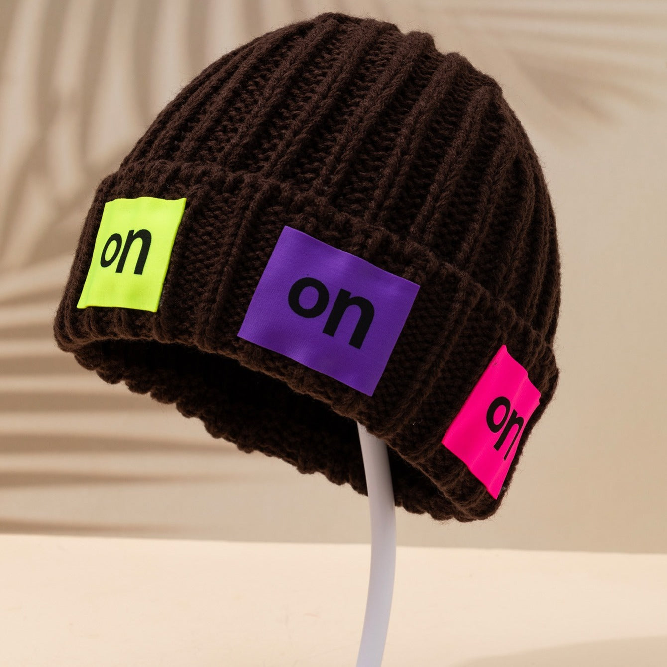 Solid Knitted Beanie Hat for Women