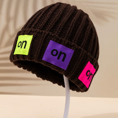 Solid Knitted Beanie Hat for Women