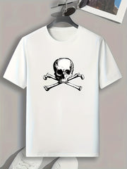 Skull Print Men's Graphic T-shirt for Summer