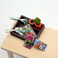 Dollhouse Gardening Set Wooden Box Shovel Potted Plant Seeds for Dollhouse Home