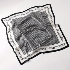 Vintage Geometric Print Square Scarf Bandana Boho Satin Necke...