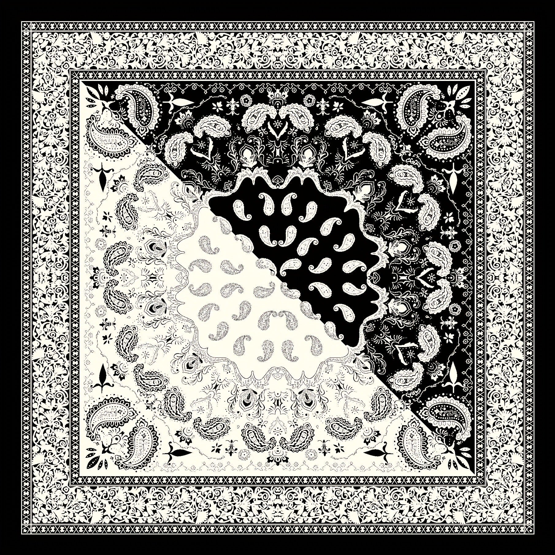 Boho Paisley Print Satin Scarf Shawl Bandana Head Wrap