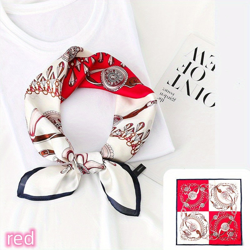 Crown Pattern Bandana Silk Scarf Casual Shawl Scarf Wrap Head Wrap