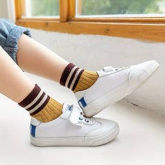 5 Pairs Striped Knitted Crew Socks for Girls