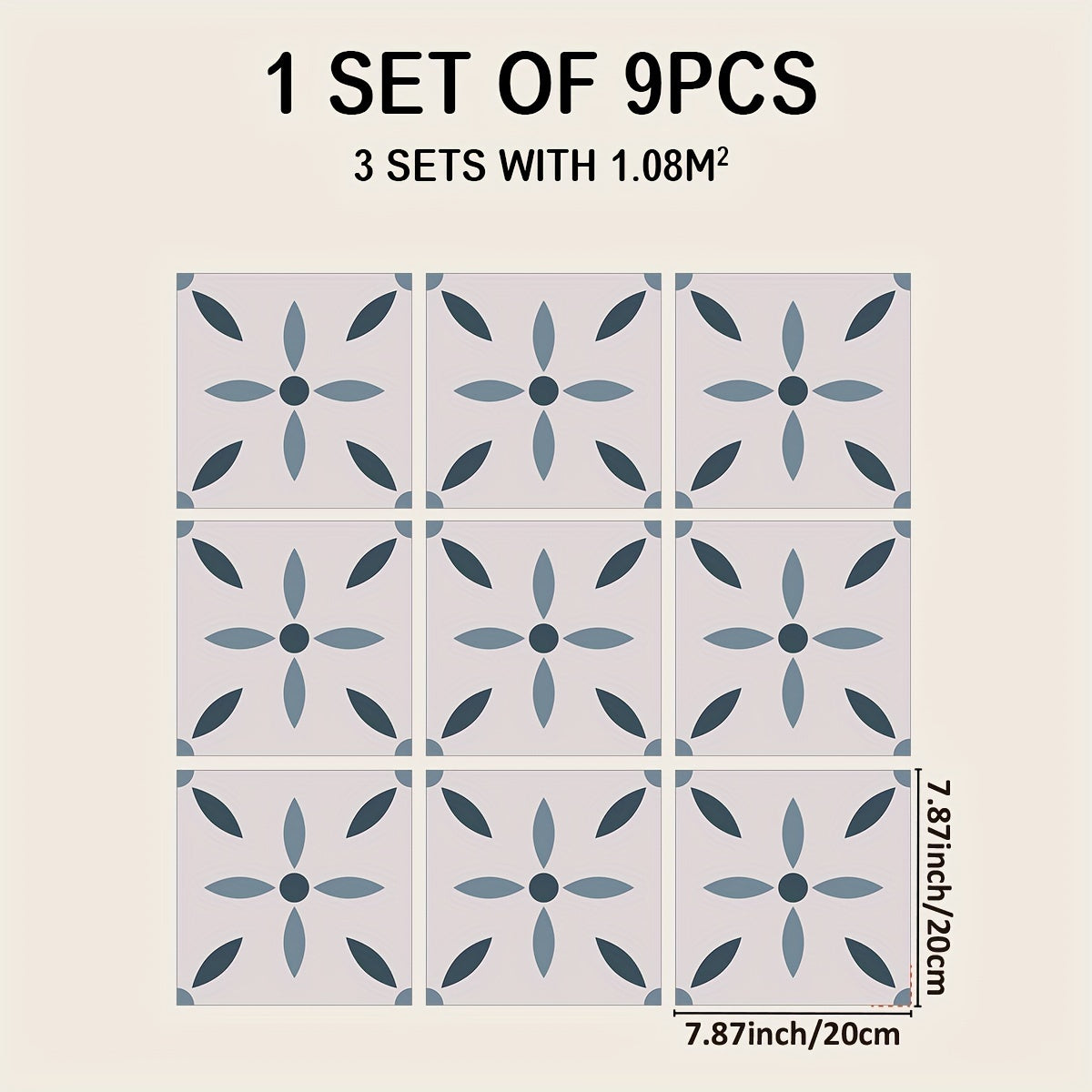 9pcs Nordic Style Self-adhesive Non-slip Floor Stickers for Home Decoration