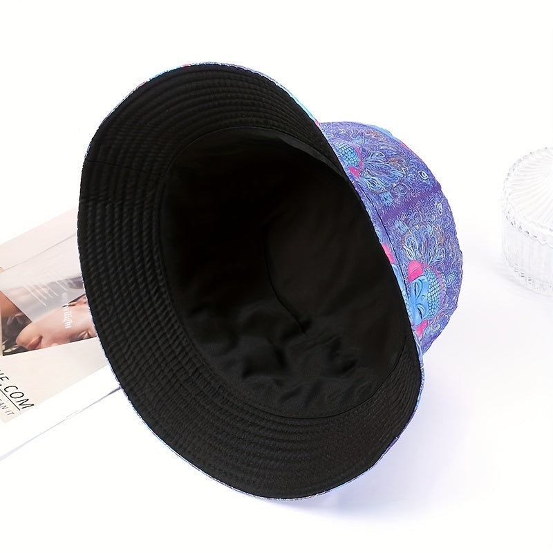 Purple Buddha Print Bucket Hat Classic Boho Basin Hat Lightweight Fisherman Cap