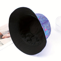 Purple Buddha Print Bucket Hat Classic Boho Basin Hat Lightweight Fisherman Cap