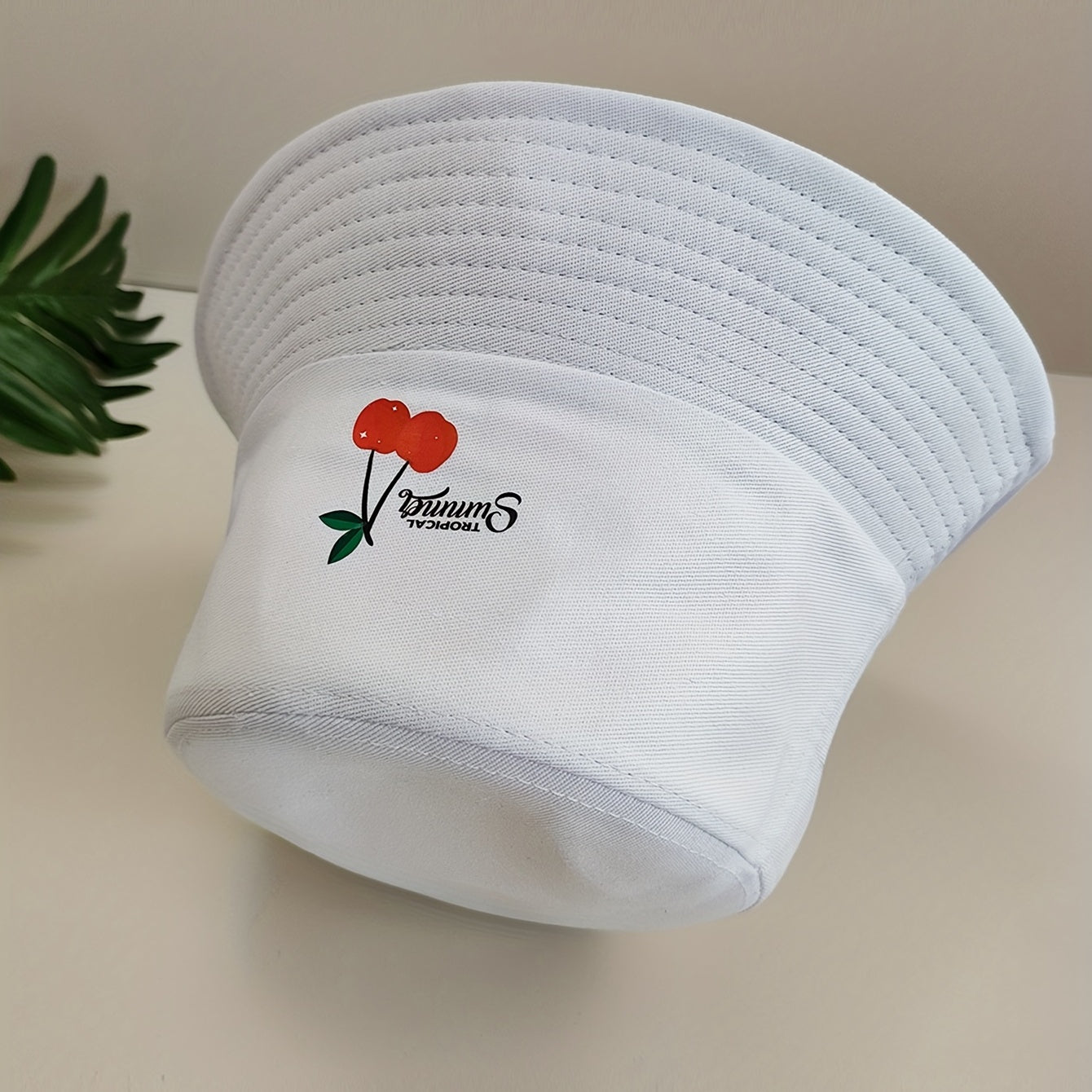 Cherry Print Bucket Hat Lightweight Sun Shade Cap Women
