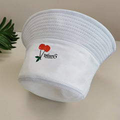 Cherry Print Bucket Hat Lightweight Sun Shade Cap Women