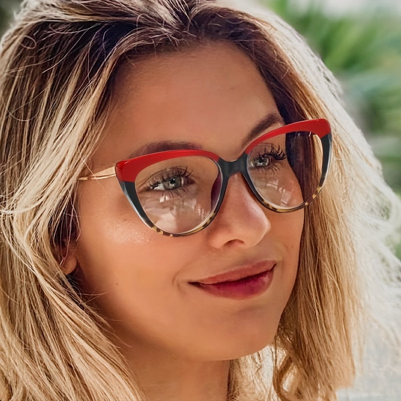 Cat Eye Frame Clear Light Blocking Glasses Stylish Discoloration Glasses
