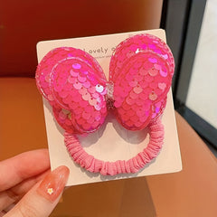 2pcs Sequin Bow Hair Ties Elastic Hair Rope