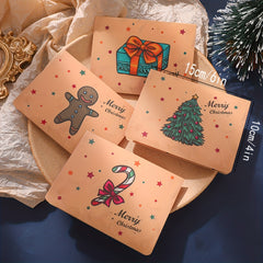 9pcs Christmas Greeting Cards Cartoon Blessing Messages