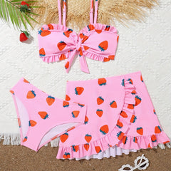 Strawberry 3pc Swim Suit Girls Cartoon Set for Beach