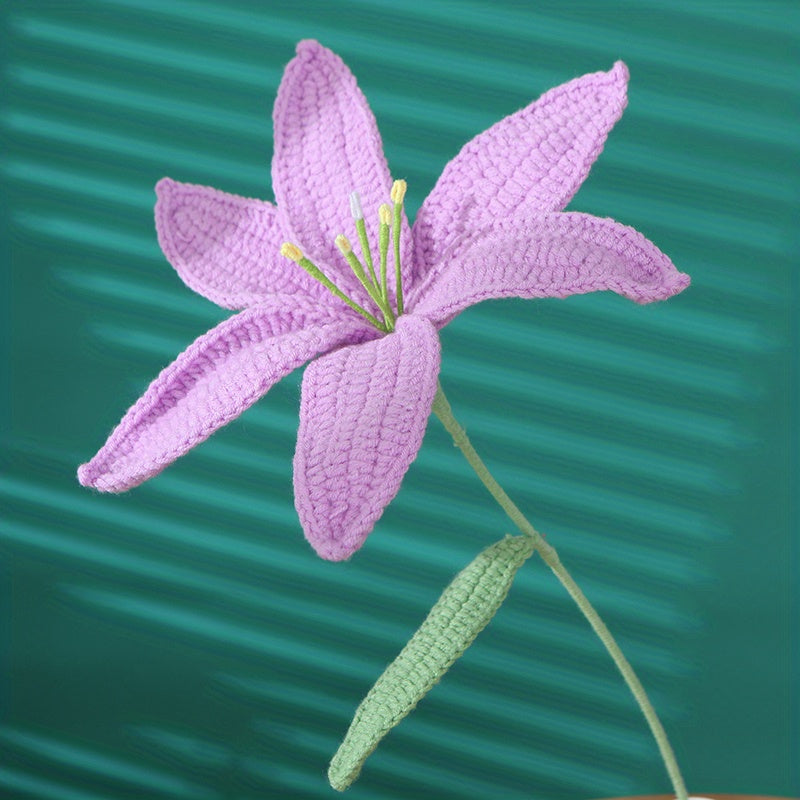 Creative Wool Crochet Flower Knitting Lily Gift Handicrafts Home Decor