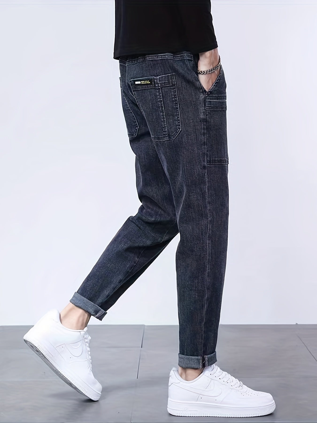 Men's Casual Denim Harem Pants w/ Pockets
