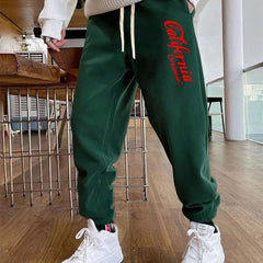California Print Joggers Men's Casual Loose Fit Street Style Sweatpants