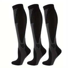 3 Pairs Compression Knee High Socks for Running Cycling Fitness