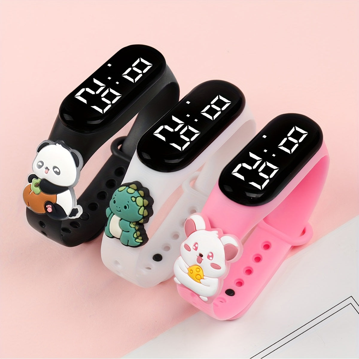 3pcs Animal Kids Watch Set Cartoon LED Bracelet Watch Case