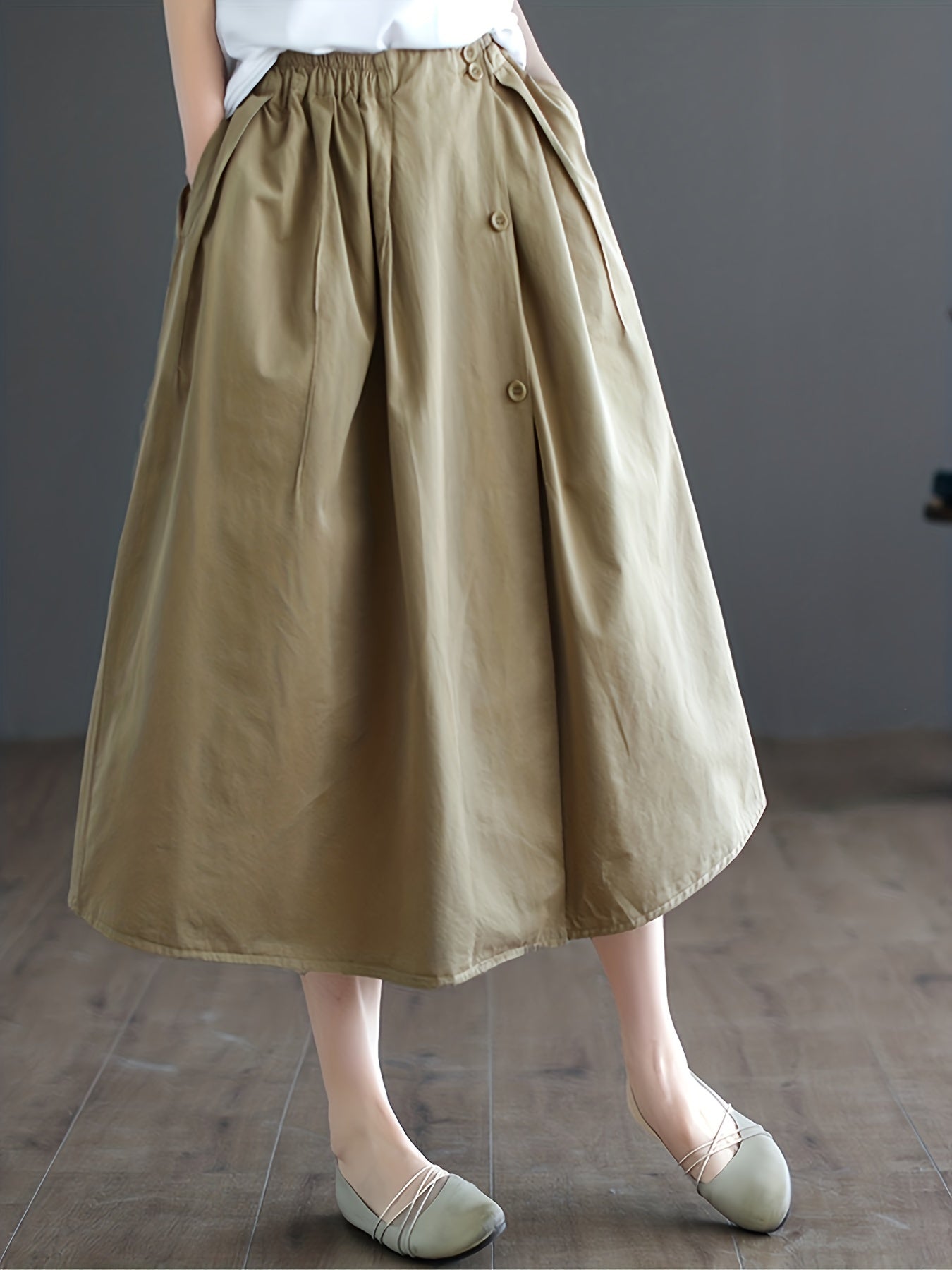 High Waist Midi Skirt Loose Casual Skirt Women's Clothing