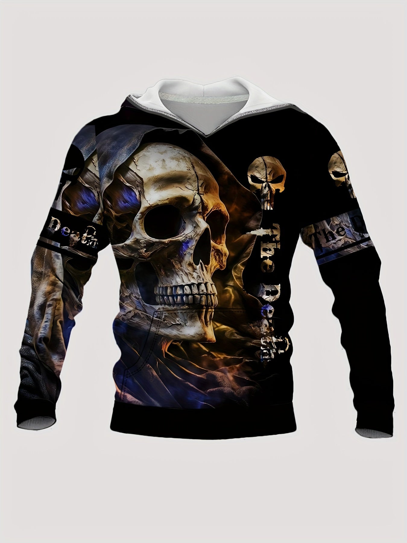 Y2K Skull 3D Print Hoodie for Men Graphic Hooded Pullover