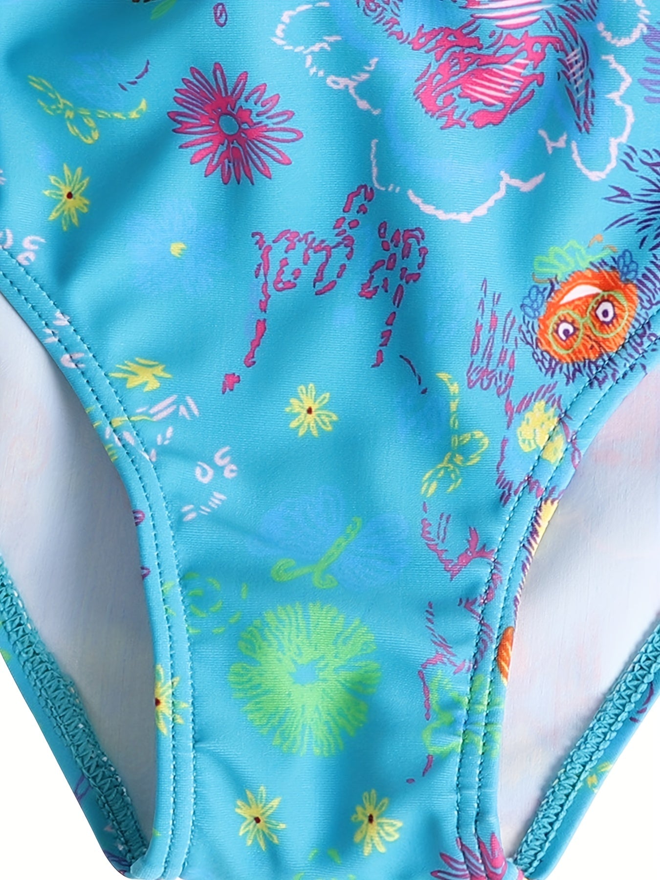 Girls Cartoon Spaghetti Strap Swim Set