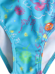 Girls Cartoon Spaghetti Strap Swim Set