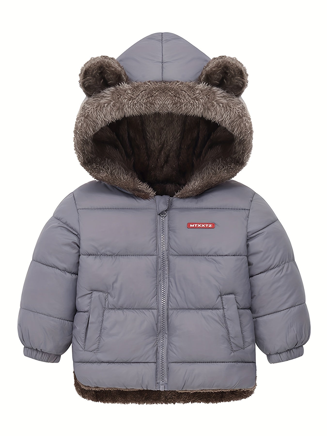 Boys Winter Hooded Coat With Fur Lining Cotton Padded Light Warm Jacket