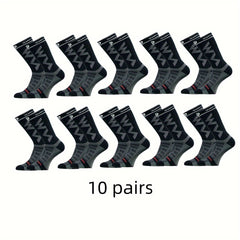 10 Pairs Men's Mid Crew Sport Socks Sweat Absorbing Nylon Blend Comfy Breathable