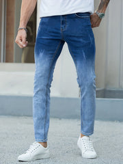 Mens Slim Fit Jeans Medium Stretch Street Style Denim Pants