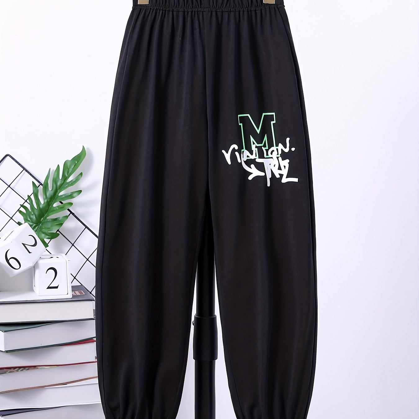 Teen Casual Letter Graphic Print Pants