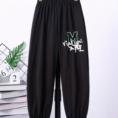 Teen Casual Letter Graphic Print Pants
