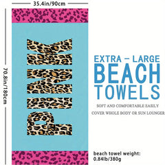 Red Leopard Print Beach Towel Quick Drying Soft Absorbent Beach Towel